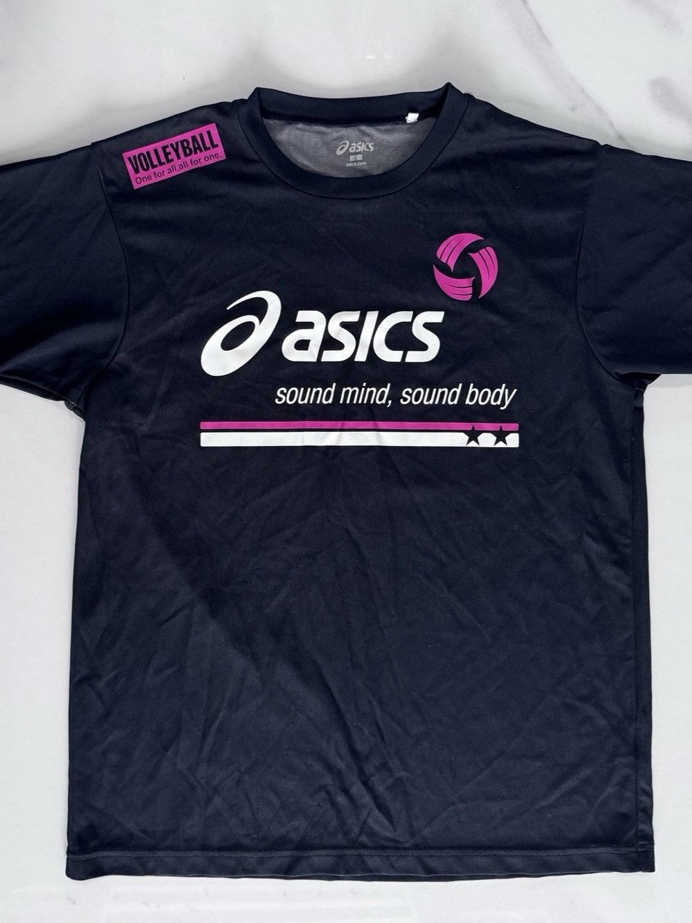 ASICS Volleyball Jersey Shirt Black & Pink Large Like New